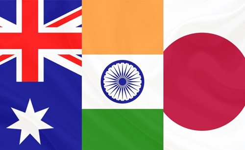 video conference held in india, australia and japan's ministers