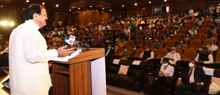 vice president addressing the dharma-dhamma international conference at nalanda university