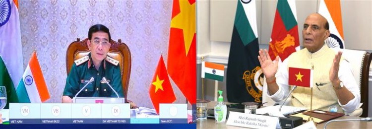 rajnath singh during a virtual interaction with the minister of national defence of vietnam