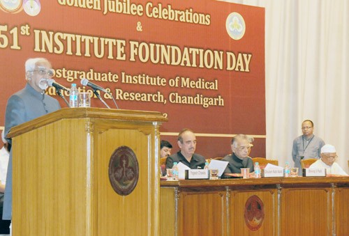 mohd. hamid ansari addressing at the golden jubilee celebrations & 51st foundation day of post graduate institute of medical education and research
