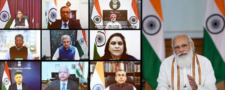 pm interacts with the heads of indian missions abroad and stakeholders of the trade & commerce sector