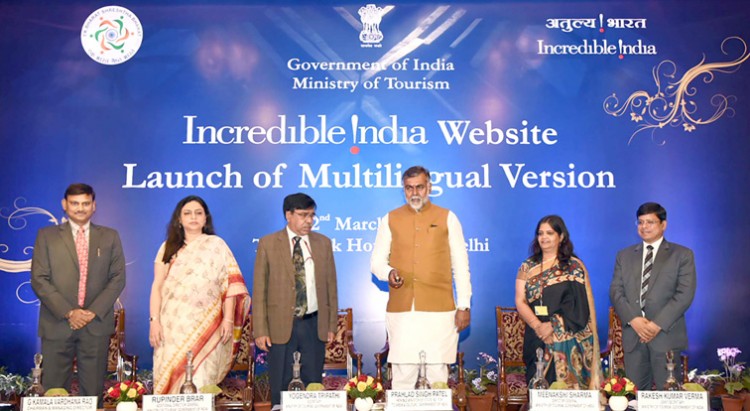 prahlad singh patel launching the multilingual version of incredible india website