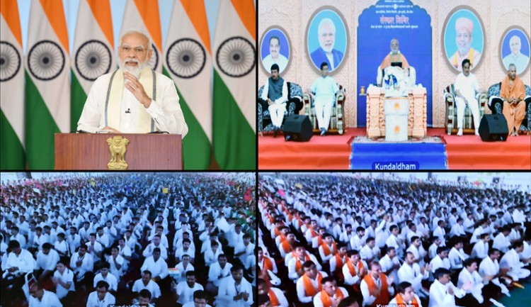 pm addresses 'sanskar shivir' organized by shri swaminarayan mandir