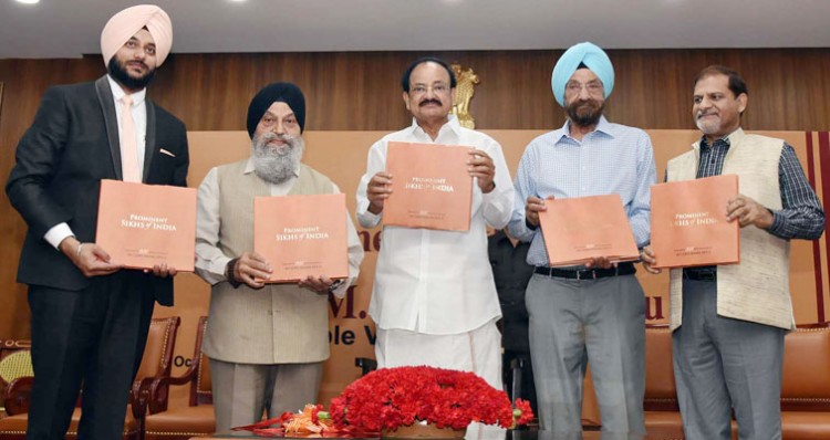 venkaiah naidu releasing the book 'prominent sikhs of india', authored by dr. prabhleen singh