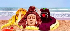 रेत पर भगवान शिव की कलाकृति रेत पर भगवान शिव की कलाकृति