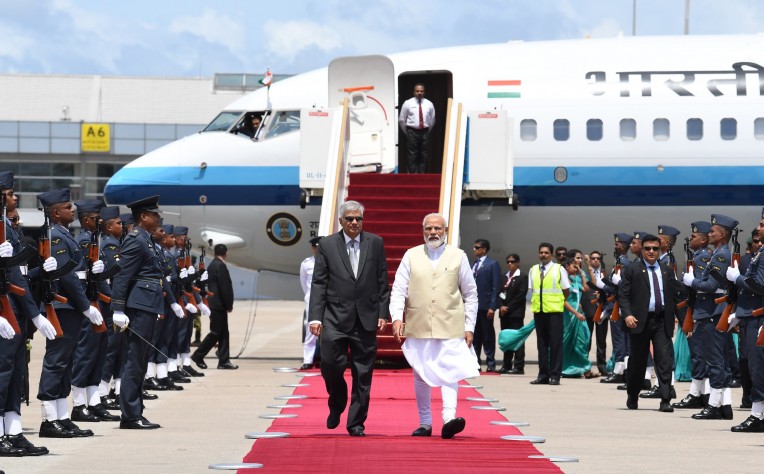 श्रीलंका में प्रधानमंत्री का स्वागत