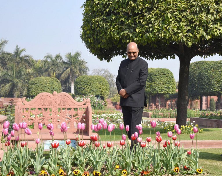 मुगल गार्डन में रंग-बिरंगे फूलों की छटा